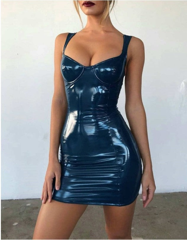 Sexy Bright Wrapped Chest Strap Waist Dress