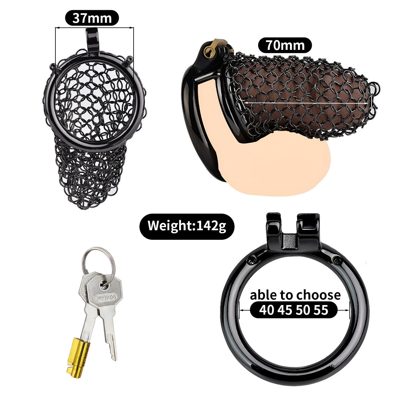 Black Voile Chastity Chainmail Breathable And Comfortable To Wear