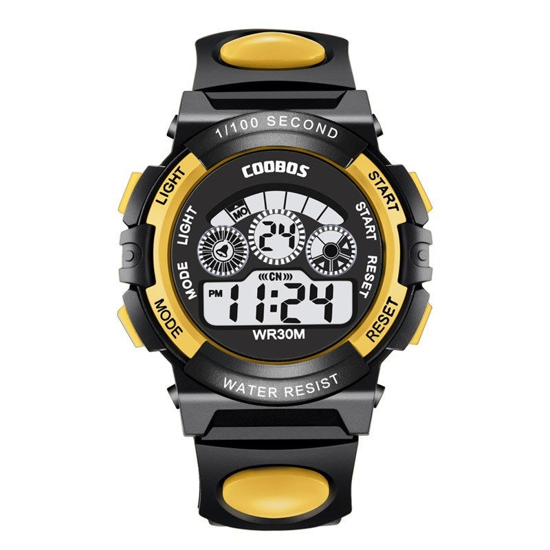 Colorful light waterproof student electronic watch