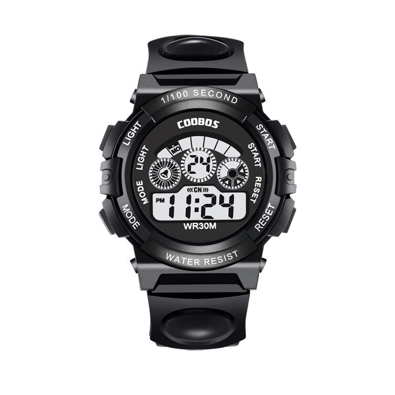 Colorful light waterproof student electronic watch