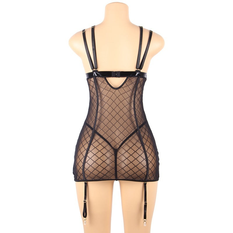 Fashion Sexy Nightdress Set With Garter Belt