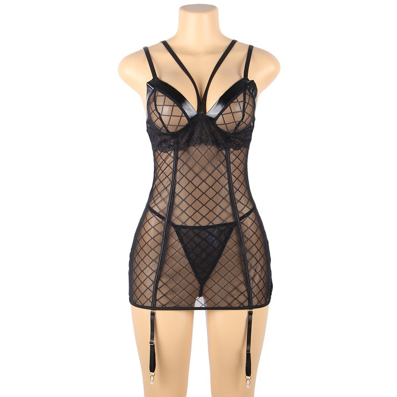 Fashion Sexy Nightdress Set With Garter Belt