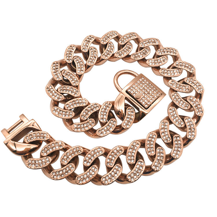 Dog Boogie Ring Pet Chain With Diamond Buckle Head Buckle Dog Chain