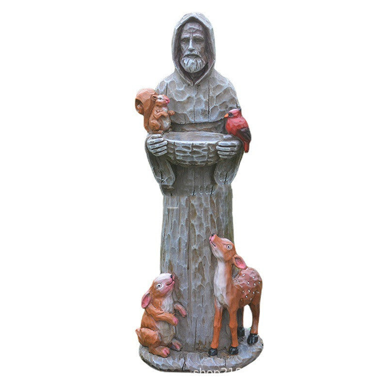 St. Francis And Animal Friends Resin Crafts Outdoor Garden Statue Bird Feeder