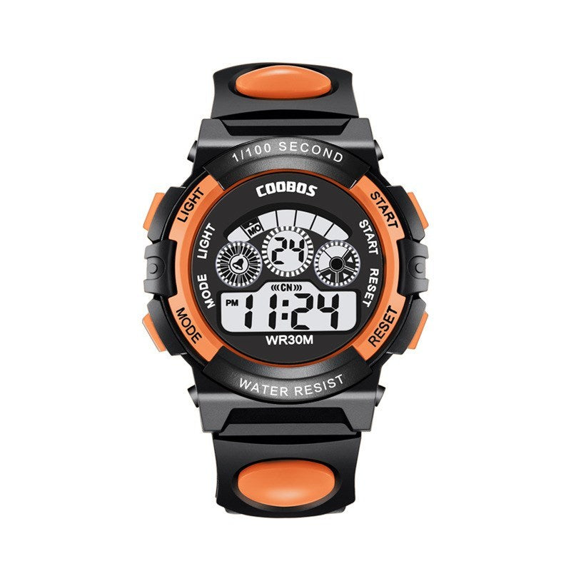 Colorful light waterproof student electronic watch