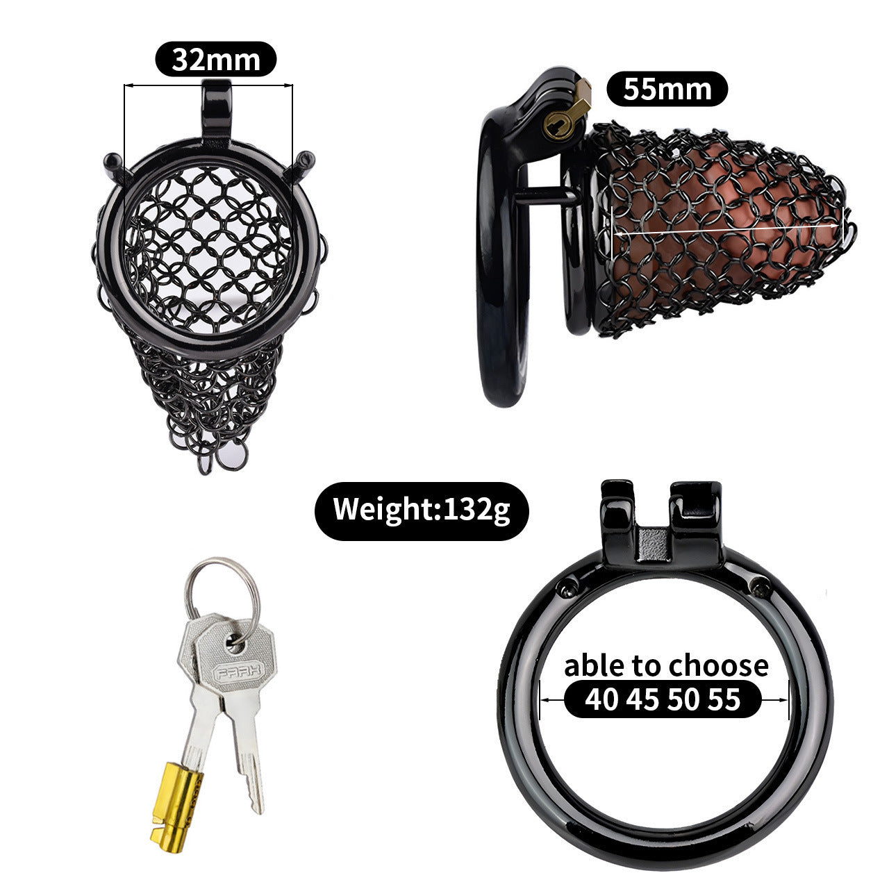 Black Voile Chastity Chainmail Breathable And Comfortable To Wear