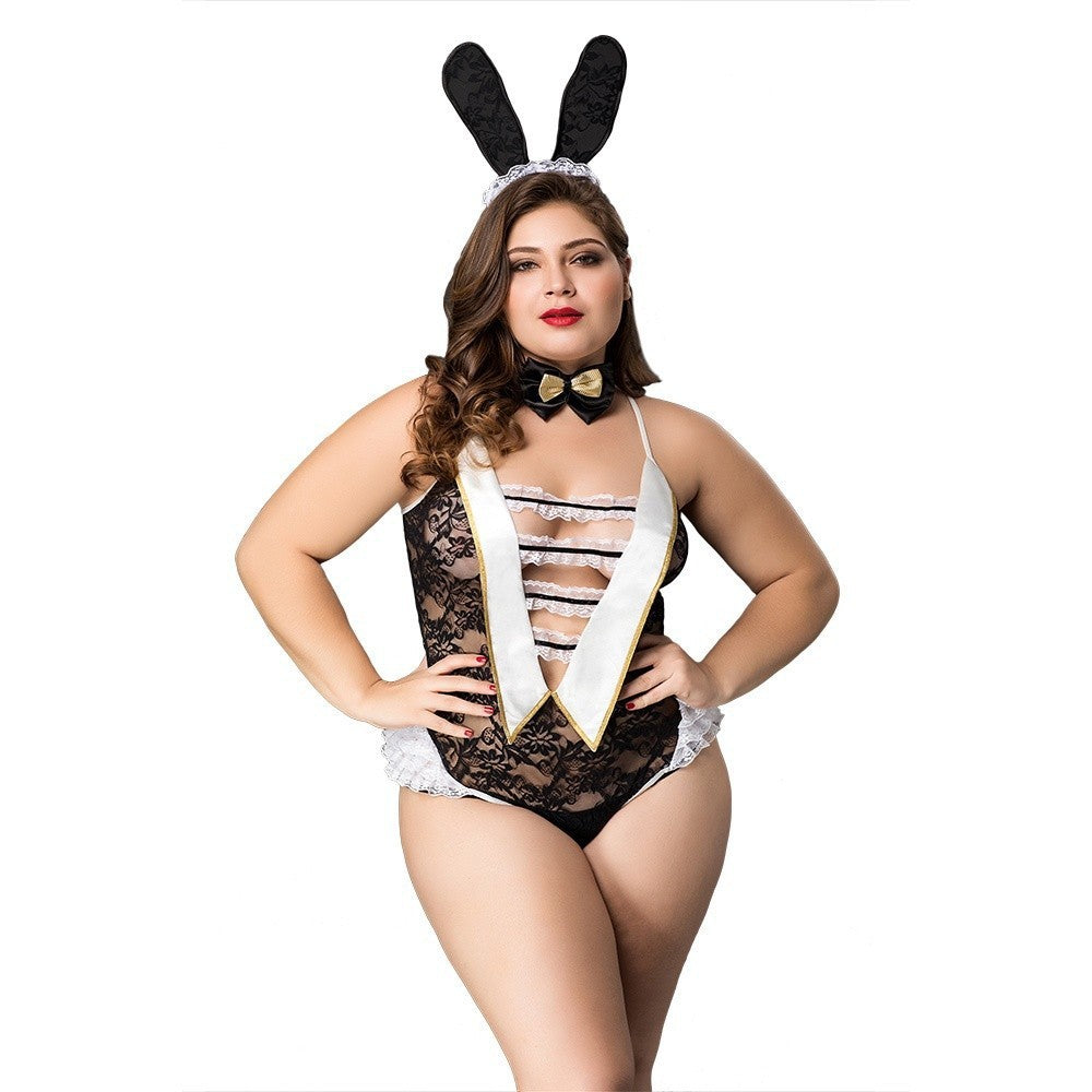 Transparent bodysuit deep V hollow sexy underwear