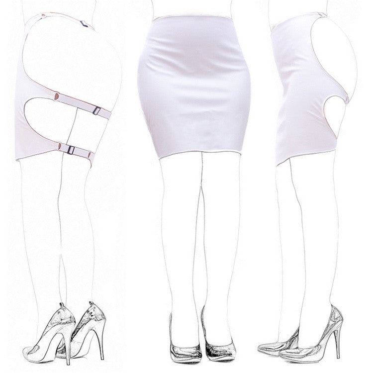 Aisle's Sexy Black Soft PU Sexy Tight-fitting Bag Field Training Short Skirt