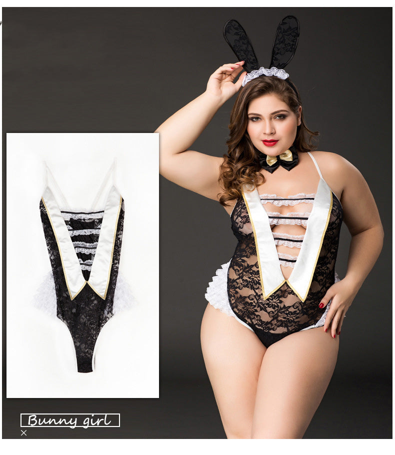 Transparent bodysuit deep V hollow sexy underwear