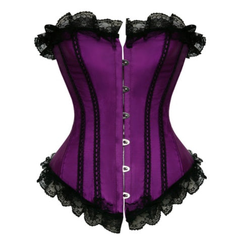 Sexy Satin and Lace-Up Boned Corset
