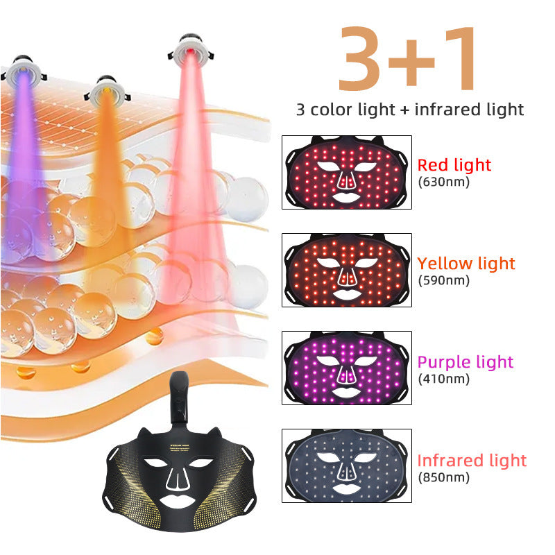 Red Blu-ray Face Therapy, Home Remedy Face Mask,Infrared Light Skin Rejuvenation(Black)