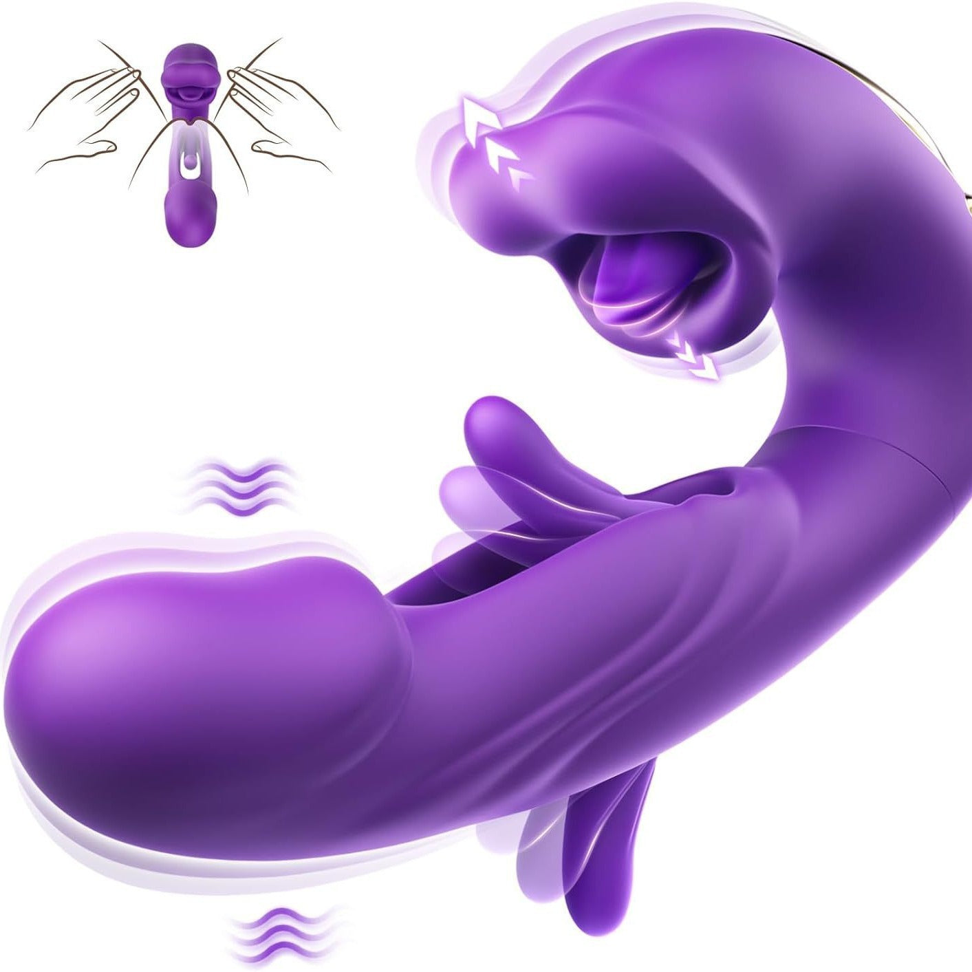 Clapping And Licking Tongue Vibrator Hollow Three-in-one G-spot Button Simulation Penis Vibration