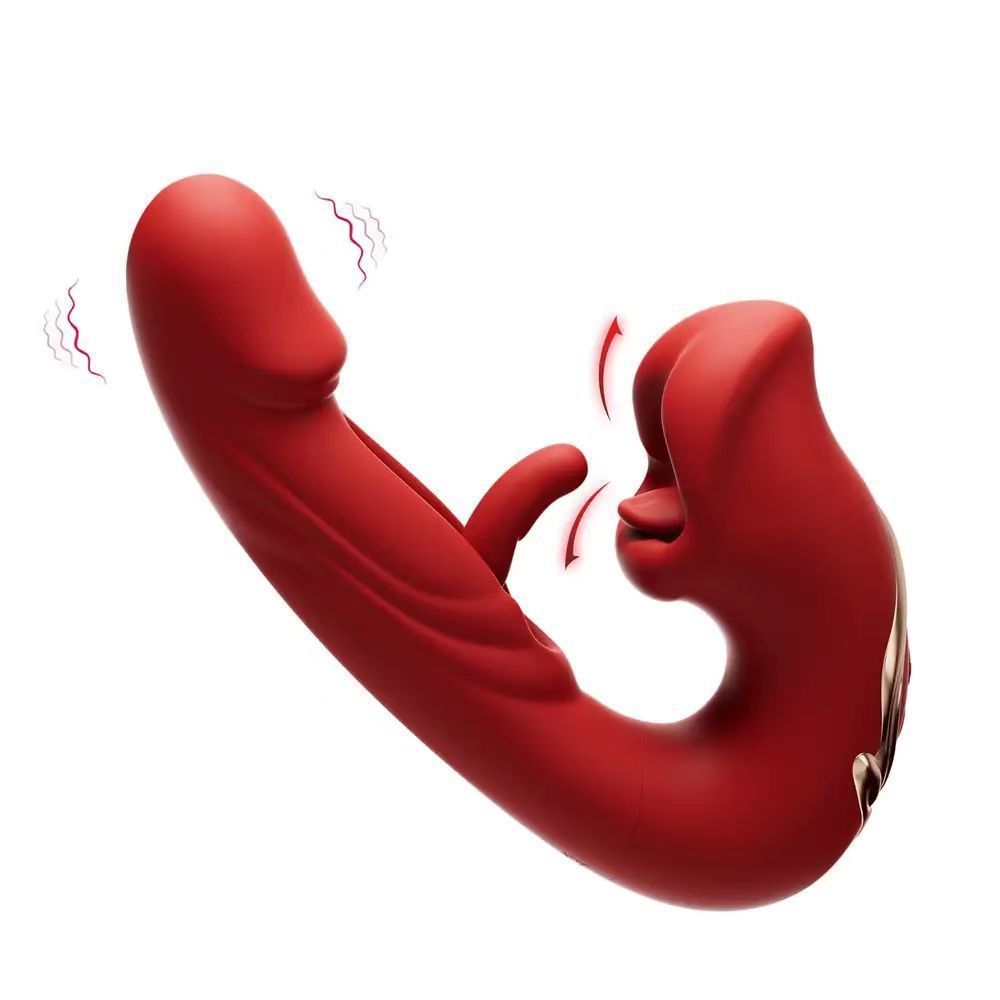 Clapping And Licking Tongue Vibrator Hollow Three-in-one G-spot Button Simulation Penis Vibration