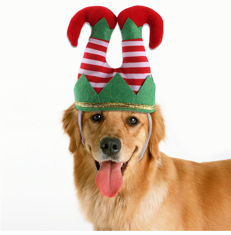 Pet Christmas Funny Striped Clown Hat Dog Ornaments Supplies Accessories