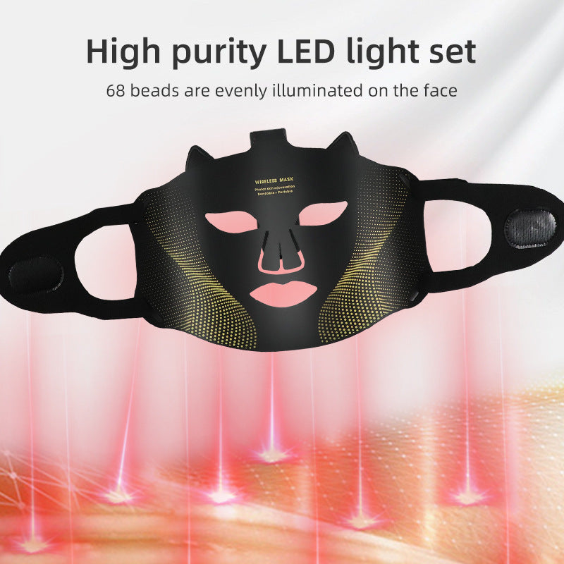 Red Blu-ray Face Therapy, Home Remedy Face Mask,Infrared Light Skin Rejuvenation(Black)