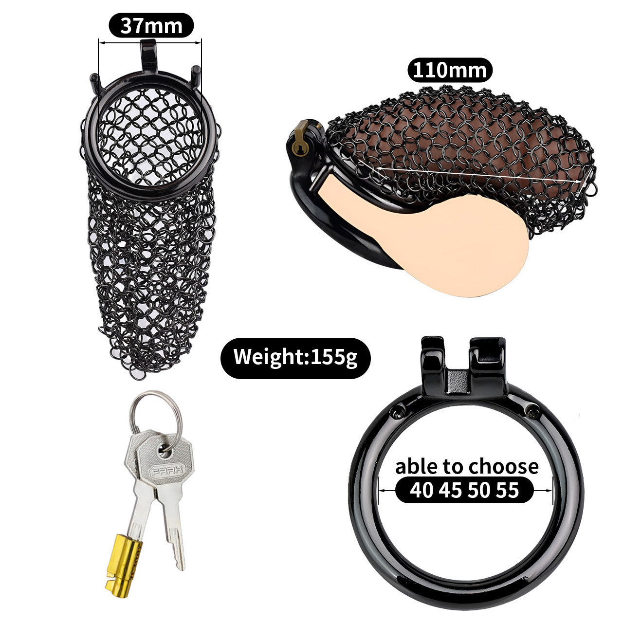 Black Voile Chastity Chainmail Breathable And Comfortable To Wear