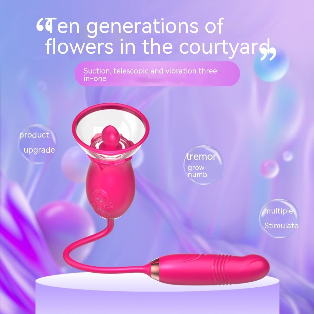 Manting Flower Rose Double-headed Sucking Tongue Licking Telescopic Vibration Device
