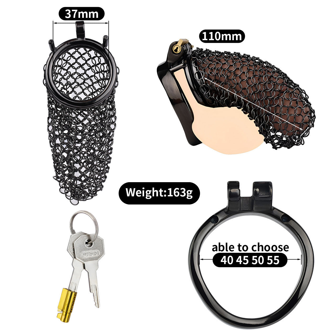 Black Voile Chastity Chainmail Breathable And Comfortable To Wear