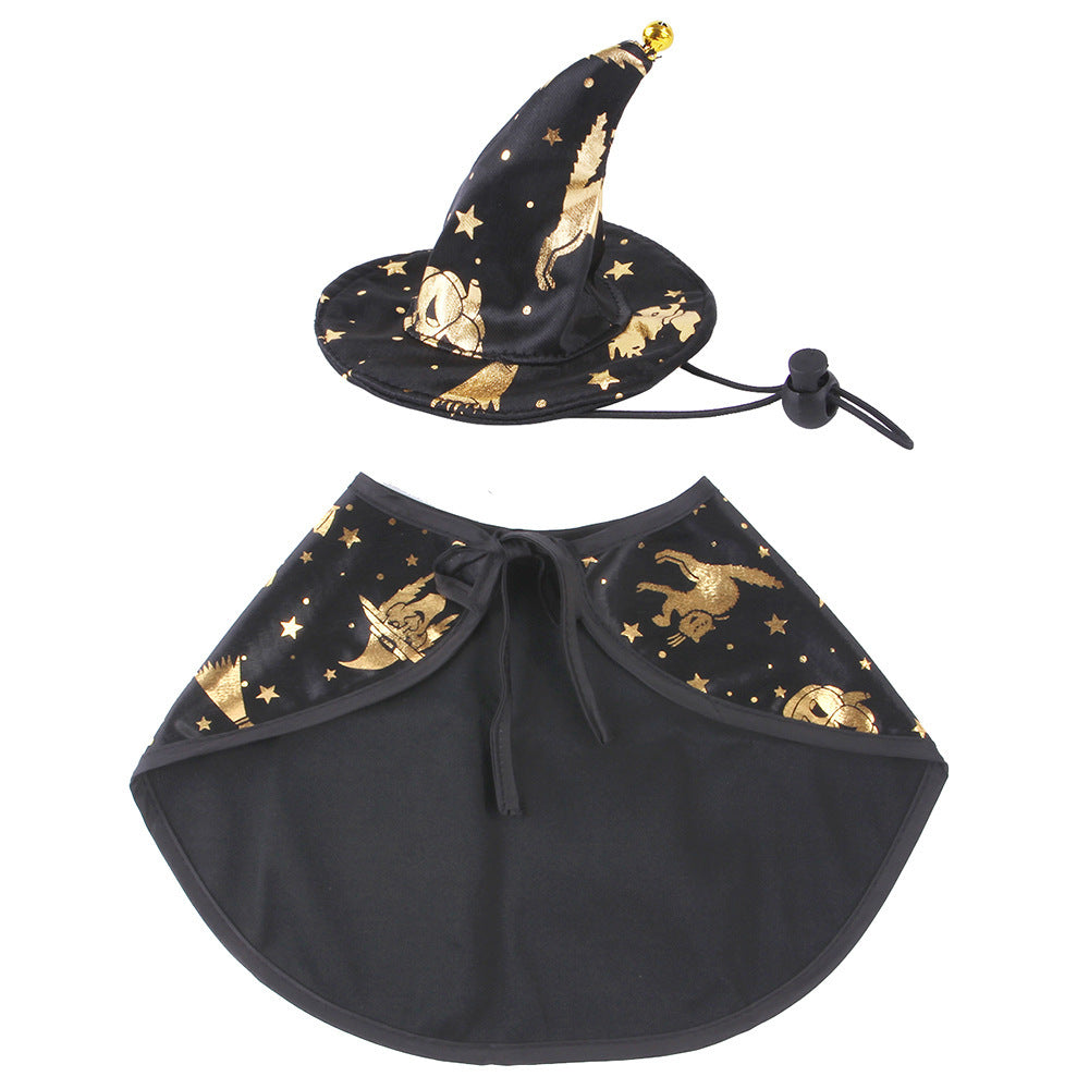 Halloween Wizard Cloak Suit Pet Dog Cat Hat Suit