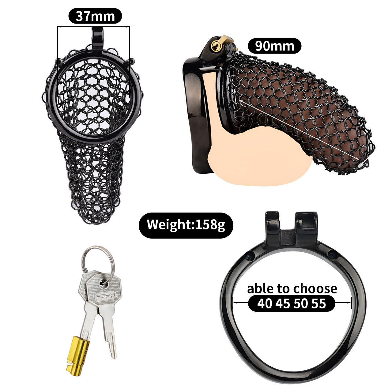 Black Voile Chastity Chainmail Breathable And Comfortable To Wear