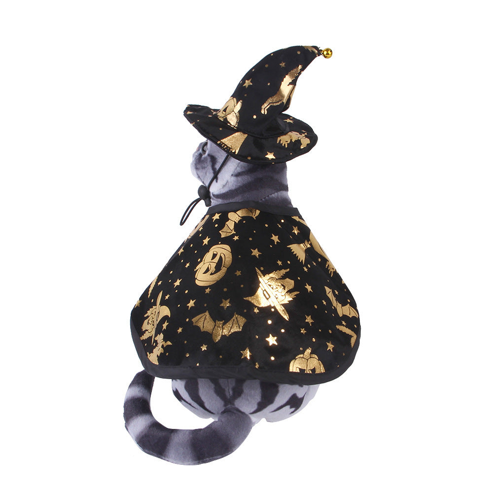 Halloween Wizard Cloak Suit Pet Dog Cat Hat Suit