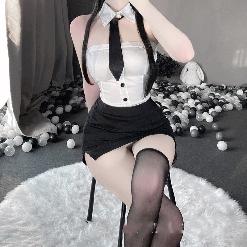 Sexy Underwear Milk Silk One-Piece Wipe Chest Secretary Suit Sexy