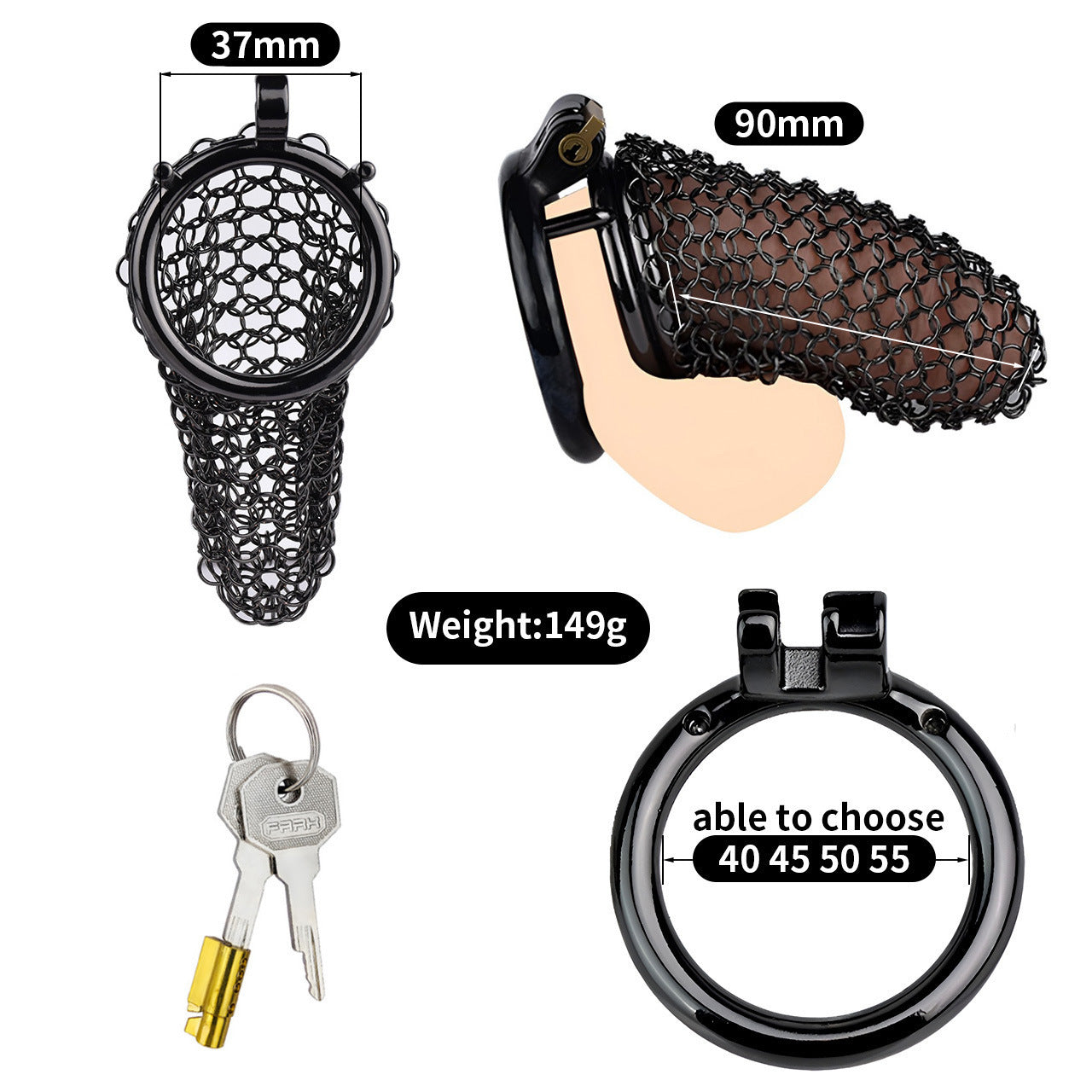 Black Voile Chastity Chainmail Breathable And Comfortable To Wear