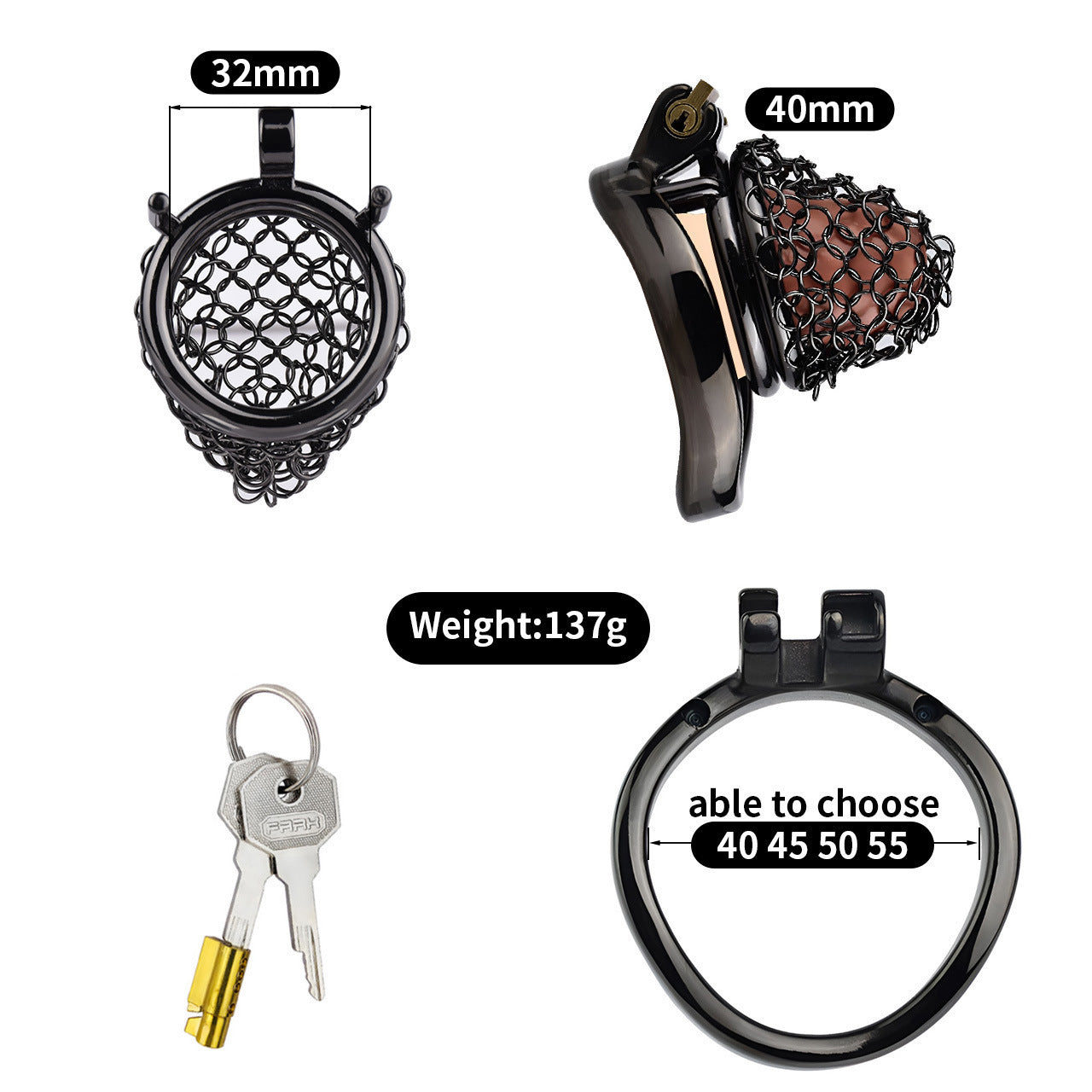 Black Voile Chastity Chainmail Breathable And Comfortable To Wear