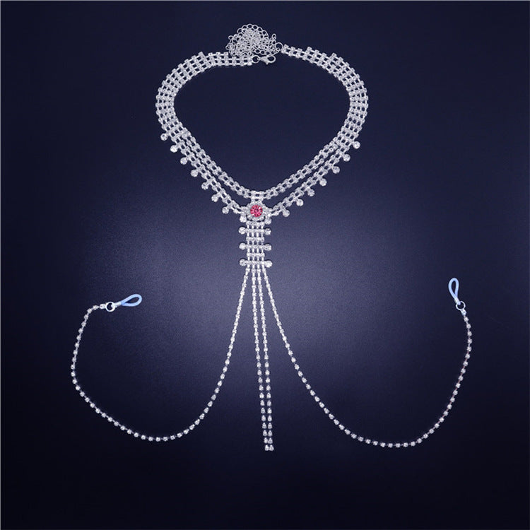 Sexy Tassel Bra Vest Chain Rhinestone Necklace Accessories