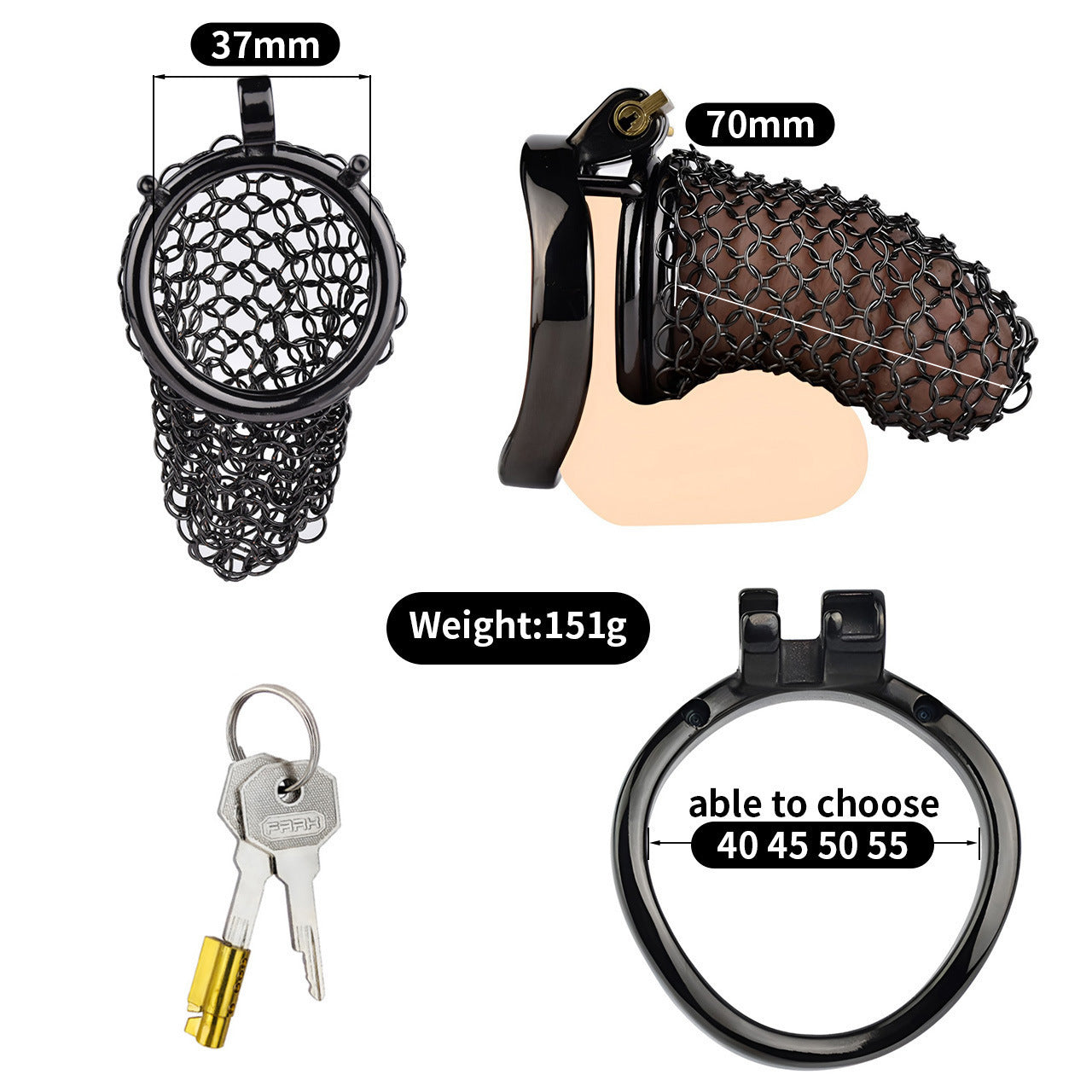 Black Voile Chastity Chainmail Breathable And Comfortable To Wear