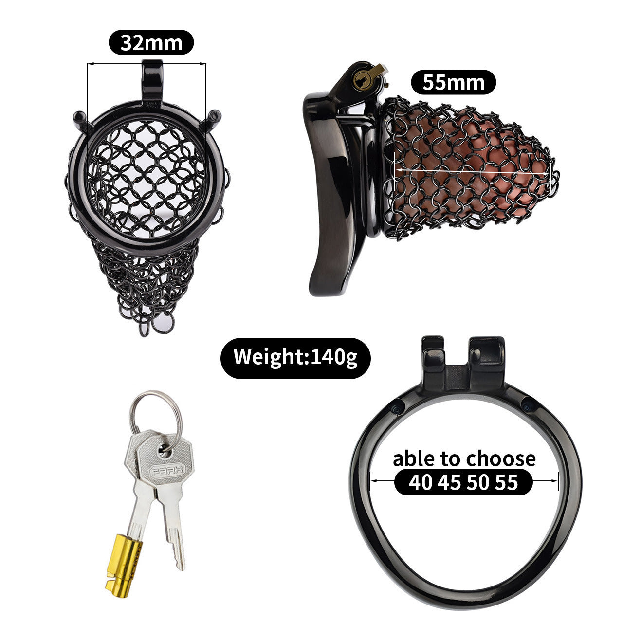 Black Voile Chastity Chainmail Breathable And Comfortable To Wear