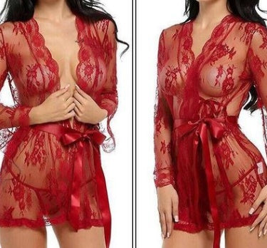 Sexy lingerie bathrobe strappy nightdress