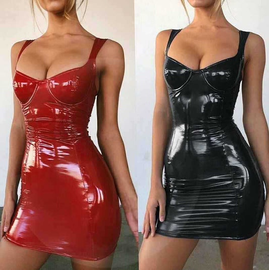 Sexy Bright Wrapped Chest Strap Waist Dress