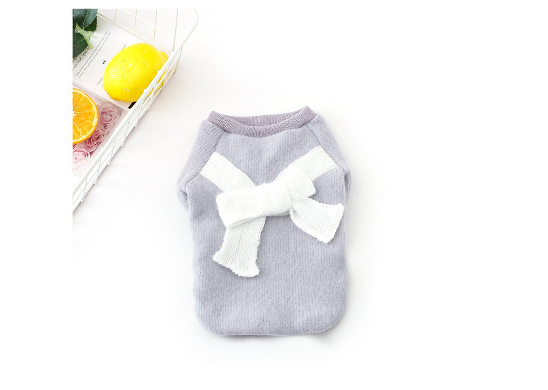 Brushed cloth bow pet clothes