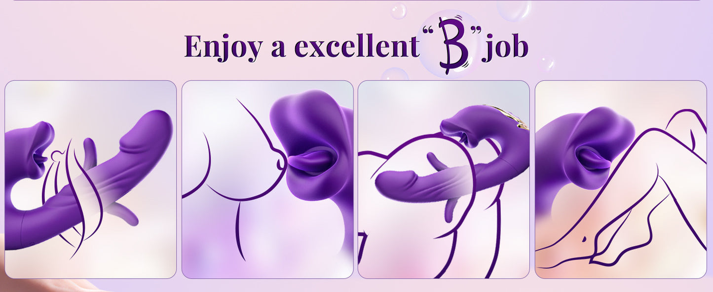 Clapping And Licking Tongue Vibrator Hollow Three-in-one G-spot Button Simulation Penis Vibration