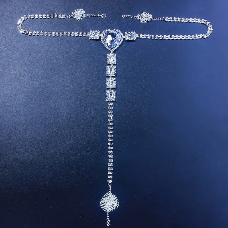 Sexy Love Rhinestone Underwear Body Chain