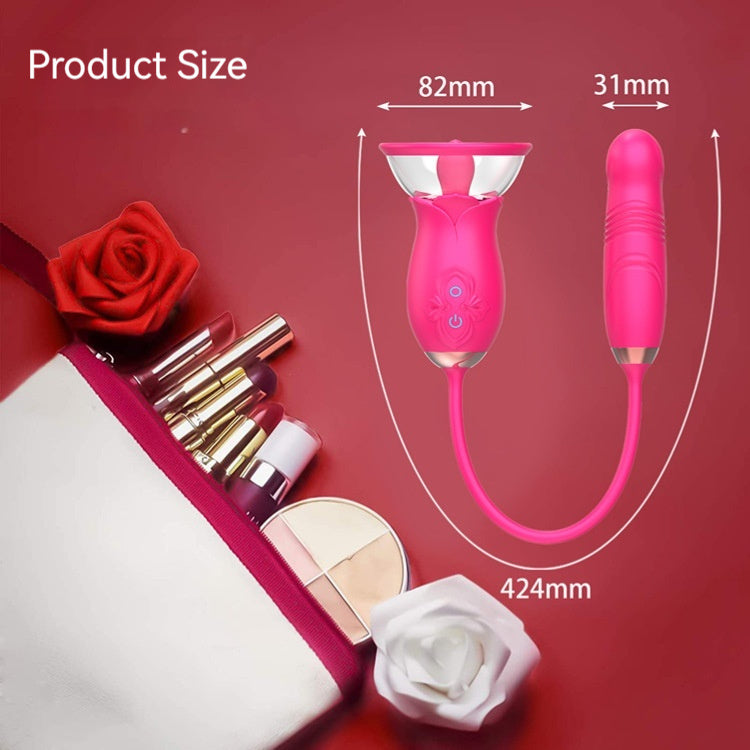 Manting Flower Rose Double-headed Sucking Tongue Licking Telescopic Vibration Device