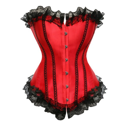 Sexy Satin and Lace-Up Boned Corset