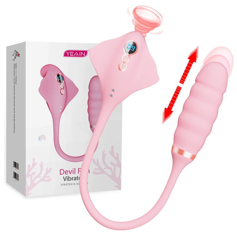 Women's Manta Ray Telescopic Sucking Vibrator Toy