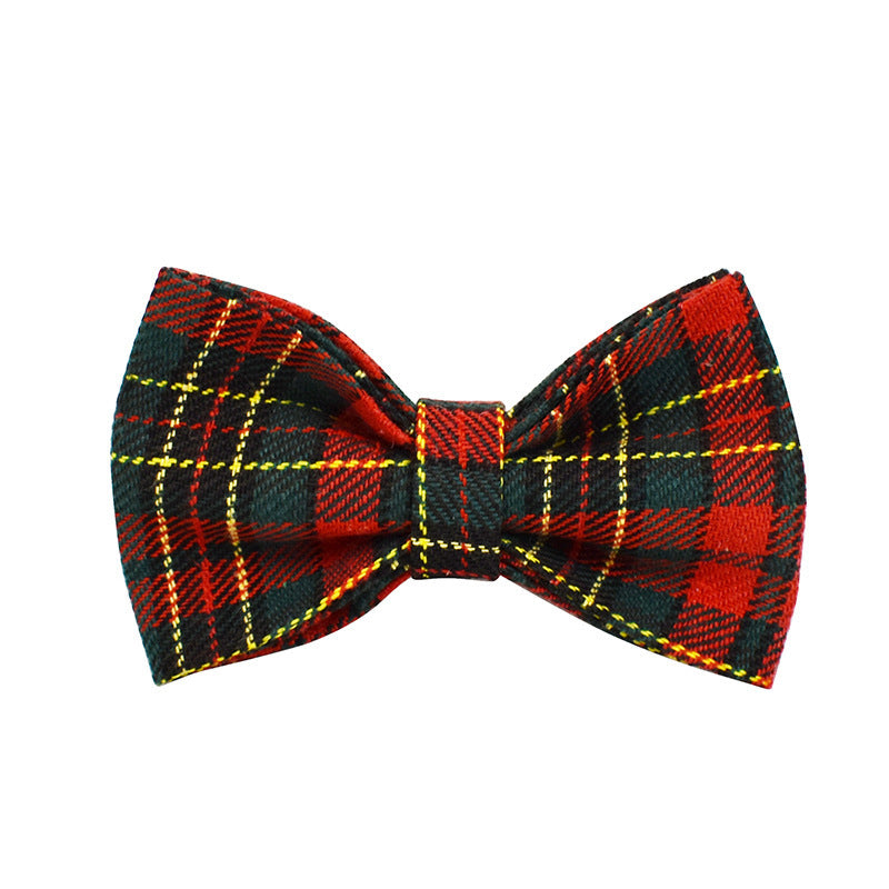 Christmas Pet Collar Plaid With Green Dog Leash Set
