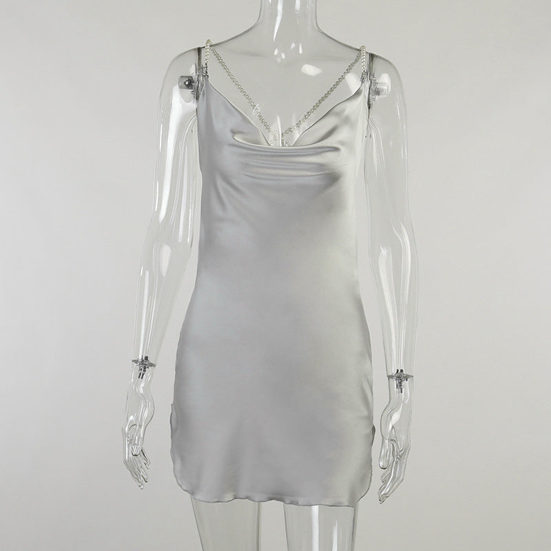 Women's Sexy Pearl Sling Dress