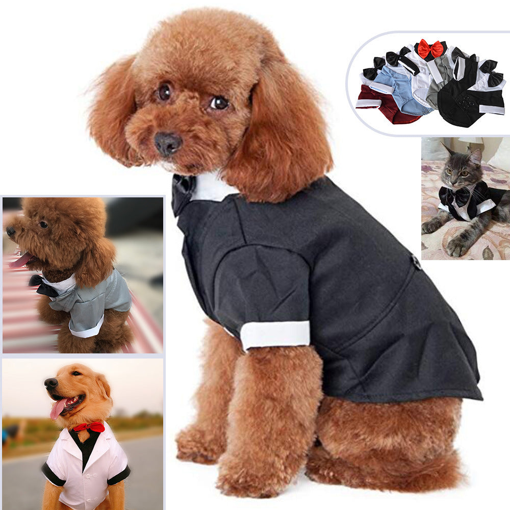 Pet Clothes Big Dog Dress Pet Clothing Puppy Suit Bow Tie