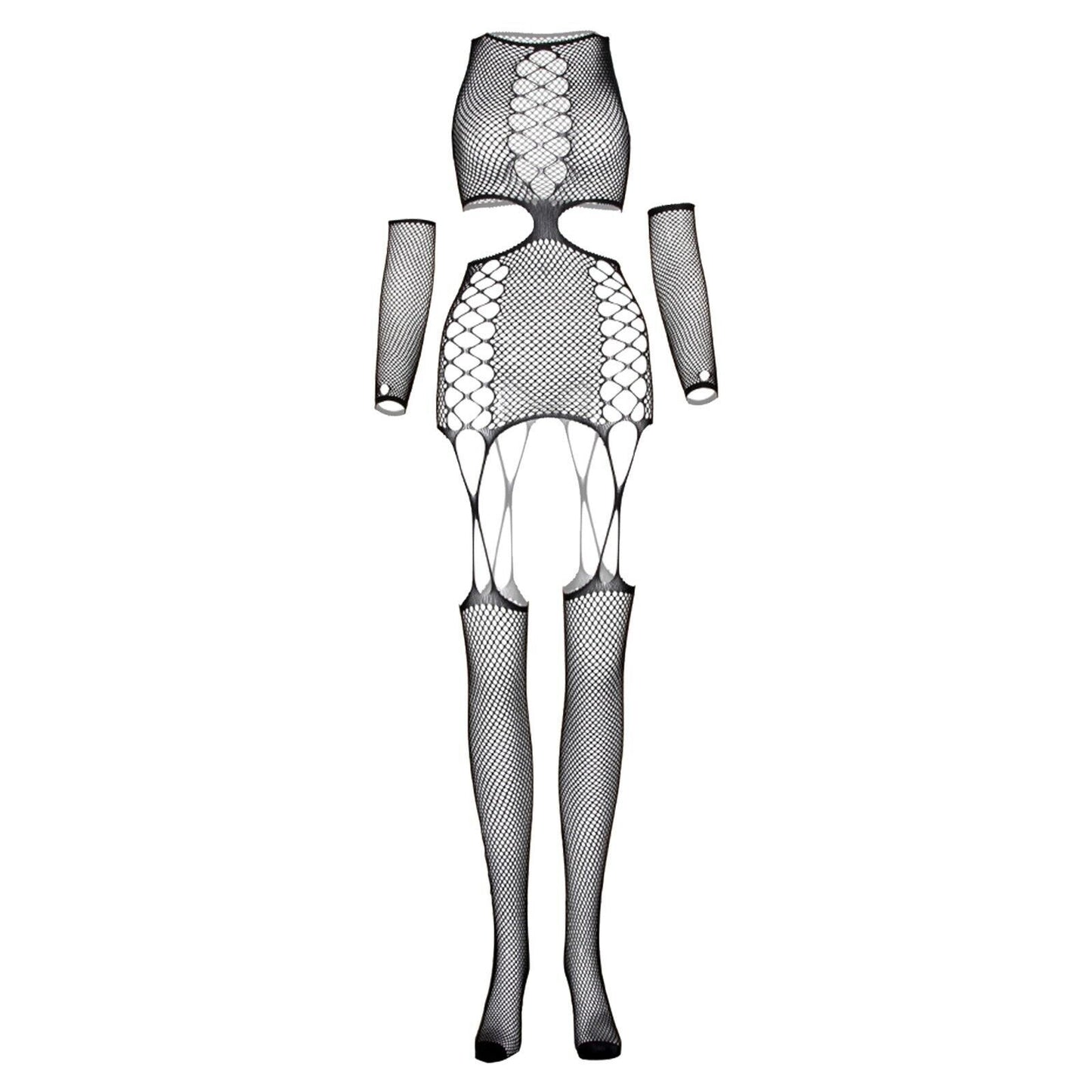 Fishnet Jumpsuit Sexy Hollow Long-sleeved