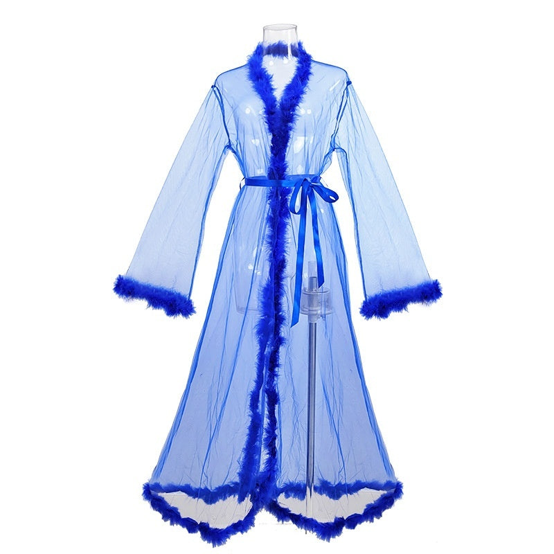 Lady Sexy Mesh Long Robe