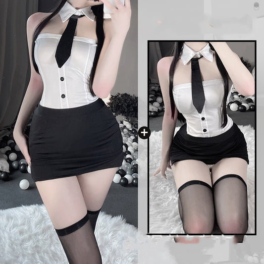 Sexy Underwear Milk Silk One-Piece Wipe Chest Secretary Suit Sexy