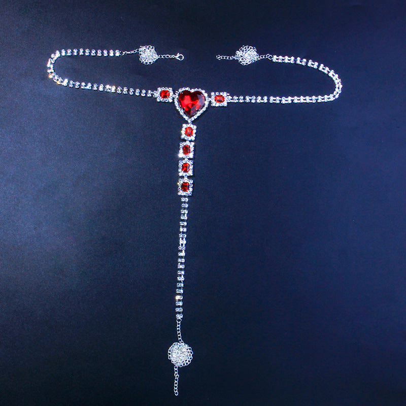Sexy Love Rhinestone Underwear Body Chain