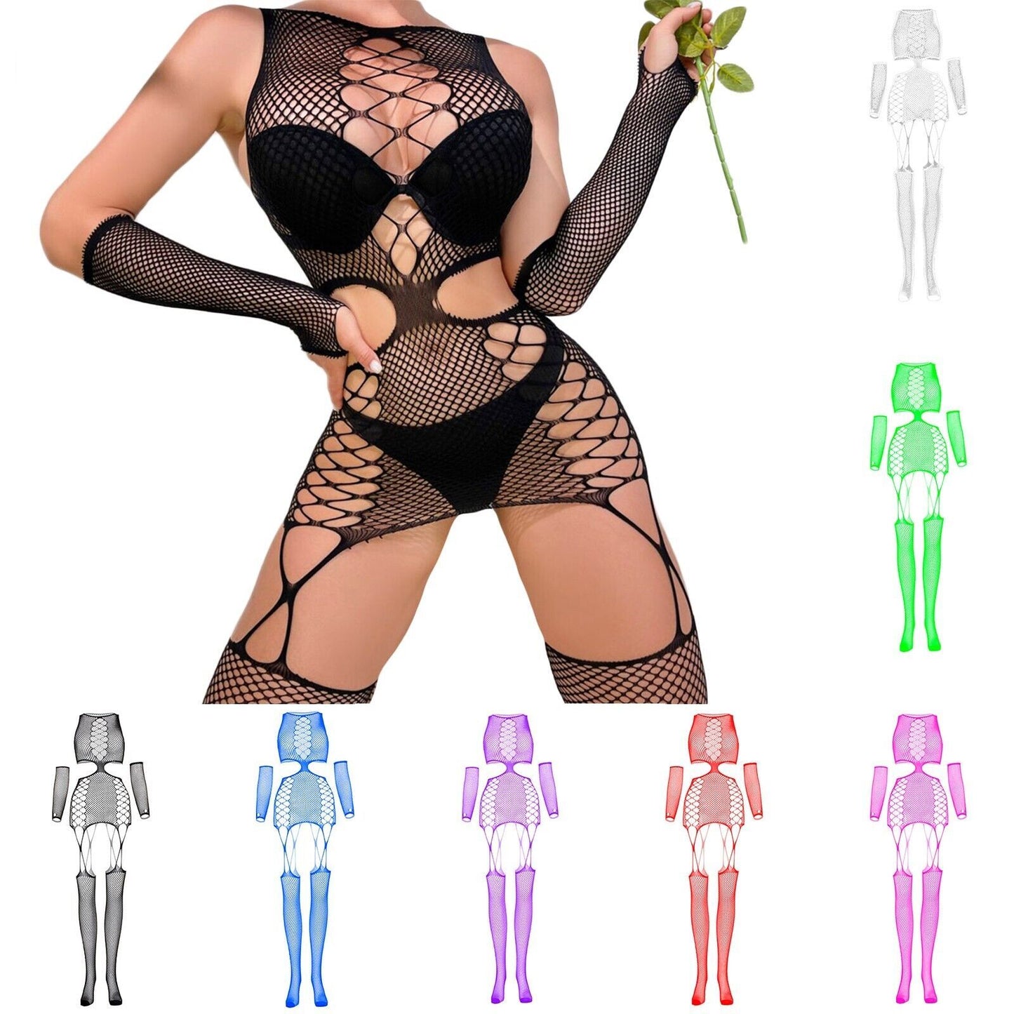 Fishnet Jumpsuit Sexy Hollow Long-sleeved