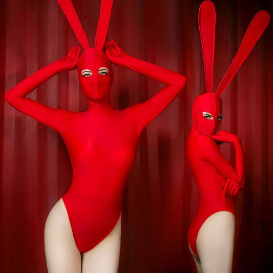 Sexy high fork bunny jumpsuit