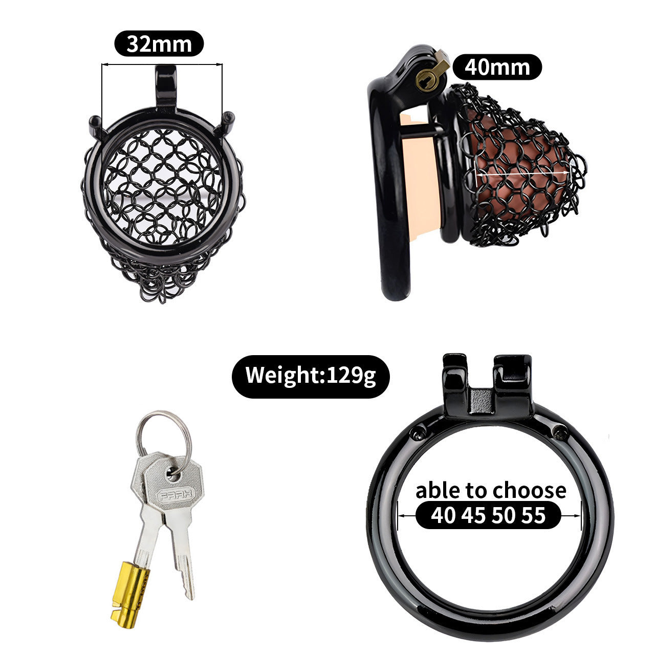 Black Voile Chastity Chainmail Breathable And Comfortable To Wear