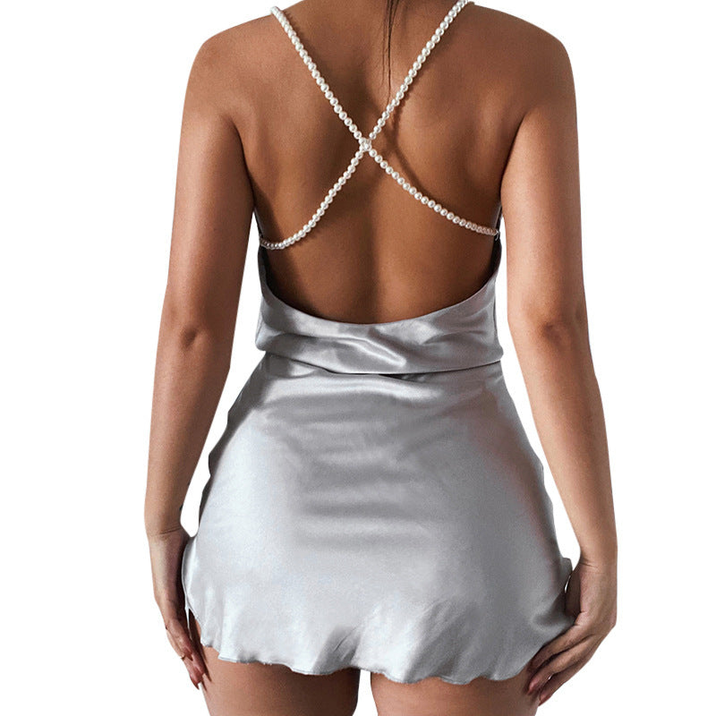 Women's Sexy Pearl Sling Dress